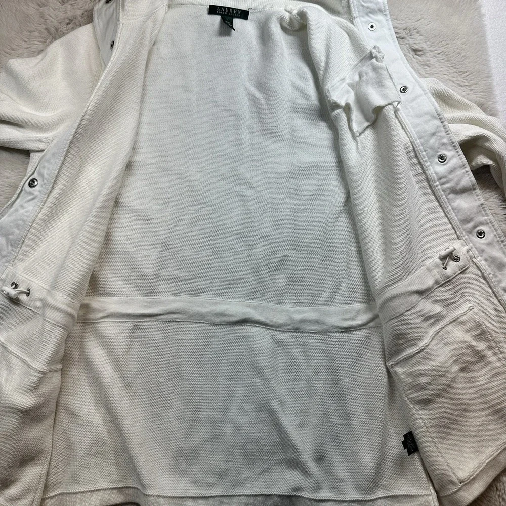 Lauren Ralph Lauren Women's Large‎ White Full Button Cardigan Sweater Casual